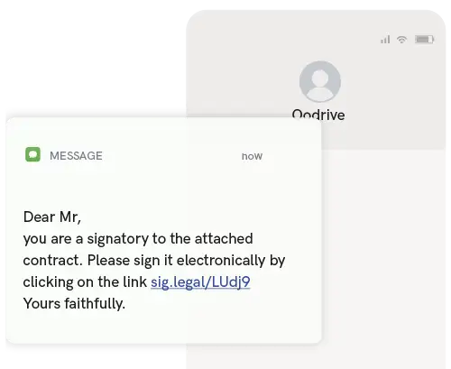 notification of a document to be signed by SMS